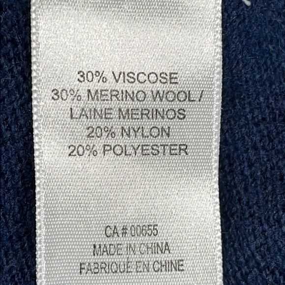 Cassis Merino Wool Blend V Neck Long Sleeve Dress in Navy Blue Size S - Picture 8 of 9